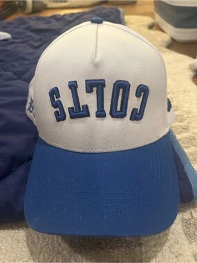 White and Blue 'COLTS' Embroidered Baseball Cap